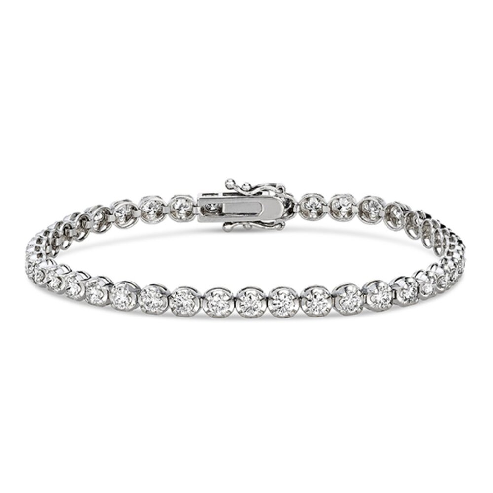 4.08 Carat Natural Diamond Buttercup Bracelet G-H SI 14K White Gold 7''